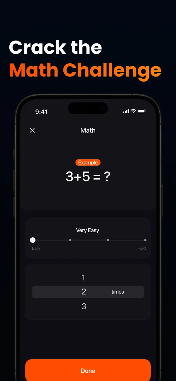 MathWake — math challenge with adjustable difficulty